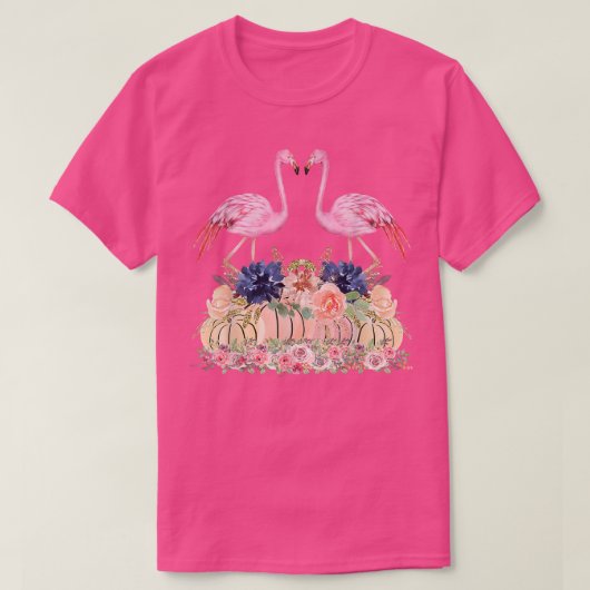 T-shirt Flamant rose Automne Citrouille Automne Aquarelle (Design devant)