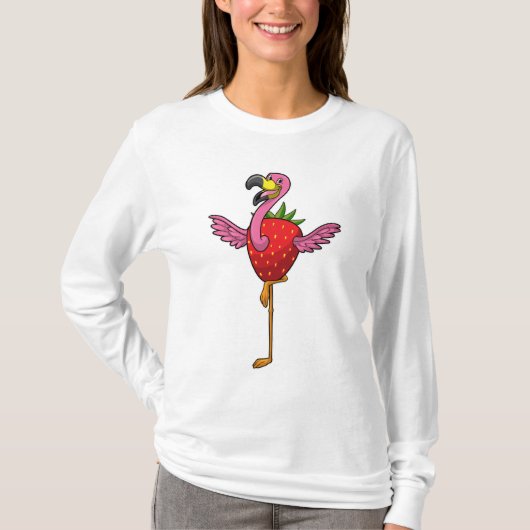 T-shirt Flamant rose aux fraises (Devant)