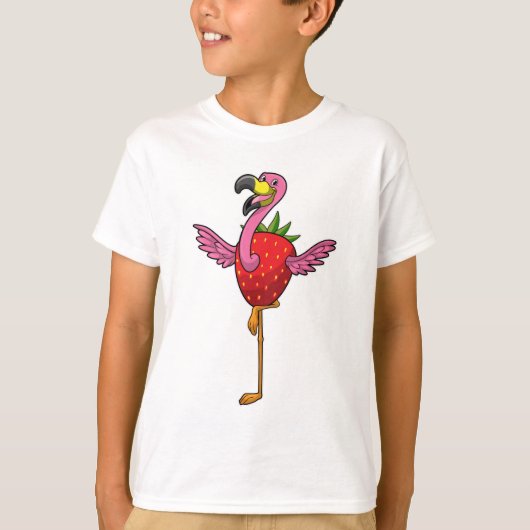 T-shirt Flamant rose aux fraises (Devant)
