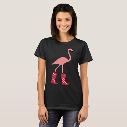 T-shirt Flamant rose avec bottes en caoutchouc (Devant entier)