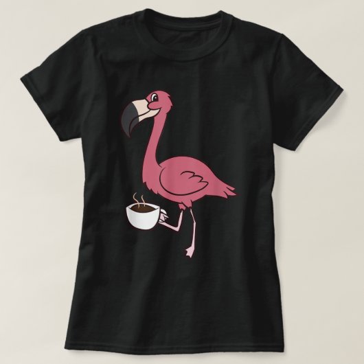T-shirt Flamant rose Avec Café Drôle Café Boire Flamme (Design devant)