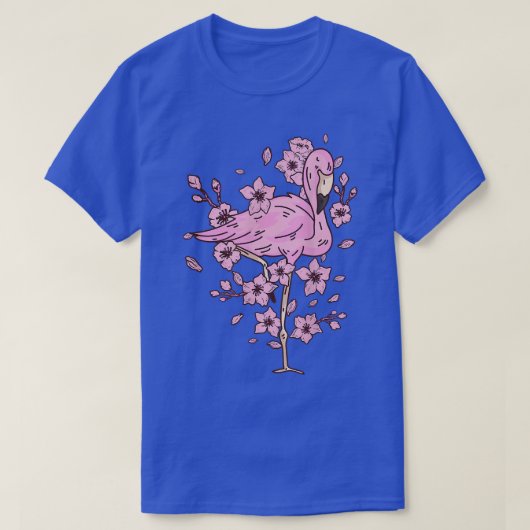T-shirt Flamant rose avec flamant rose et fleurs de cerisi (Design devant)