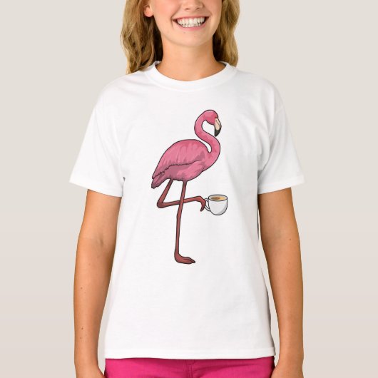 T-shirt Flamant rose avec la coupe du café (Devant)