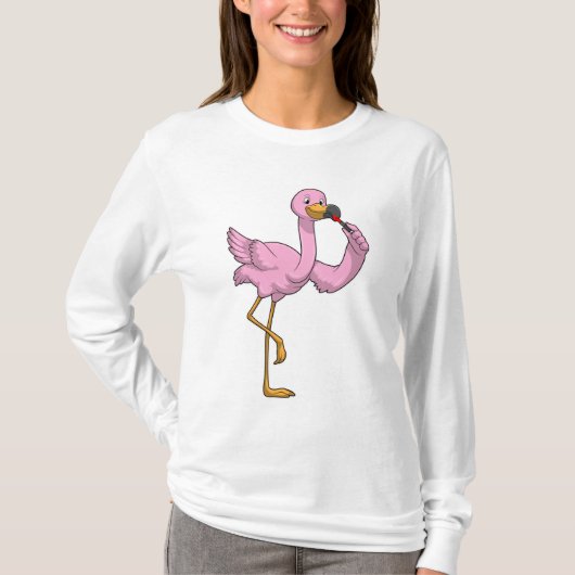T-shirt Flamant rose avec Lipstick (Devant)