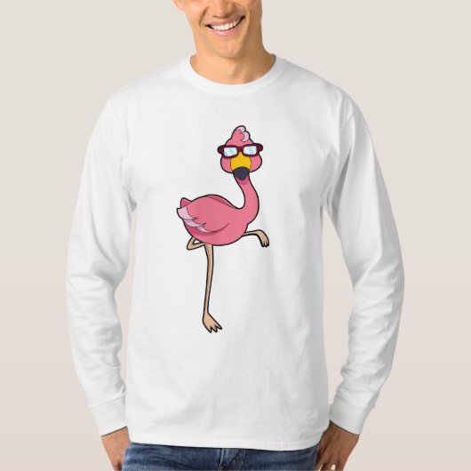T-shirt Flamant rose avec lunettes de soleil (Devant)