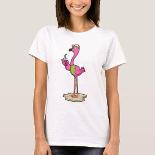 T-shirt Flamant rose avec Lunettes de soleil & Casquette