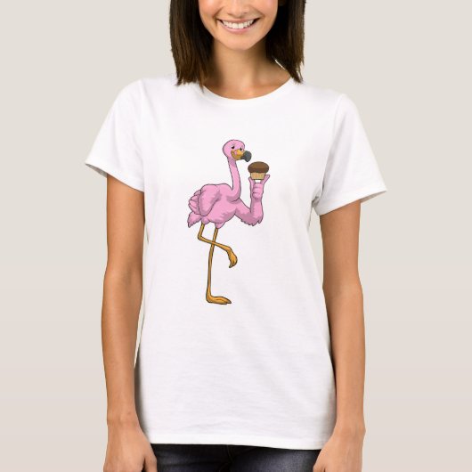 T-shirt Flamant rose avec muffin (Devant)