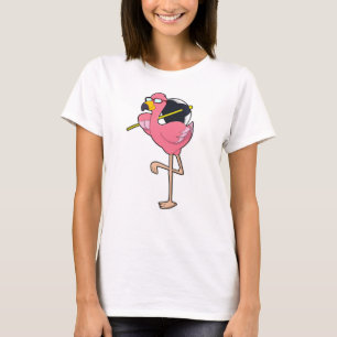 T-shirt Flamant rose avec parapluie