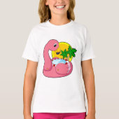 T-shirt Flamant rose avec piscine (Devant)