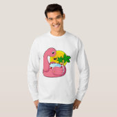 T-shirt Flamant rose avec piscine (Devant entier)