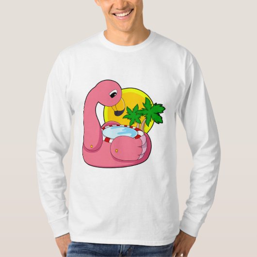 T-shirt Flamant rose avec piscine (Devant)
