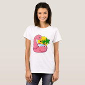 T-shirt Flamant rose avec piscine (Devant entier)