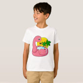 T-shirt Flamant rose avec piscine (Devant entier)