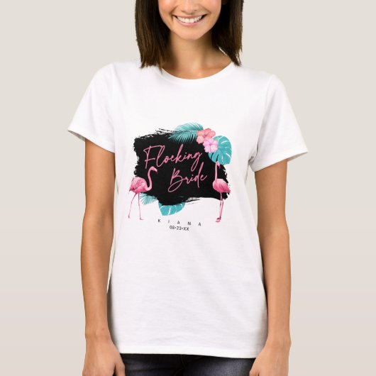 T-shirt Flamant rose Bachelorette Flocking Bride V2 ID930 (Devant)