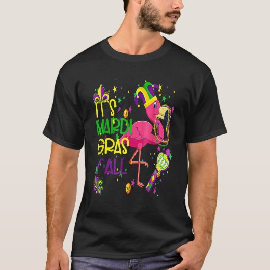 T-shirt Flamant rose Beads New Orleans Festival C'est Mard (Devant)
