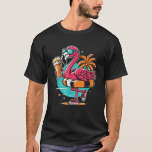 T-shirt Flamant rose Bière Boire Plage Baignade d'été