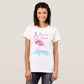 T-shirt Flamant rose bleu mignon de rose de la Reine de (Devant entier)