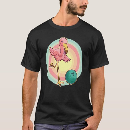 T-shirt Flamant rose Bowling Cool Pink Shorbirds Joueur Ar (Devant)
