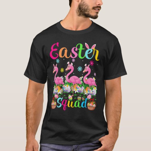 T-shirt Flamant rose Bunny Ear Easter Squad Flamant rose B (Devant)