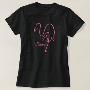 T-shirt Flamant rose calligraphie rose