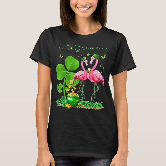 T-shirt Flamant rose Casquette Leprechaun Jour de la Saint (Devant)