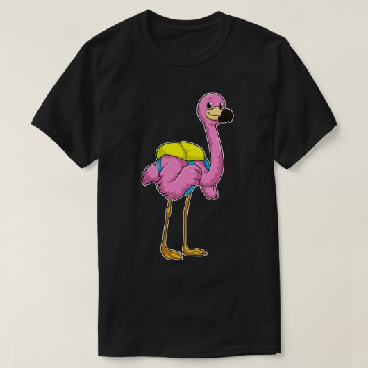 T-shirt Flamant rose comme élèves avec cartable (Design devant)