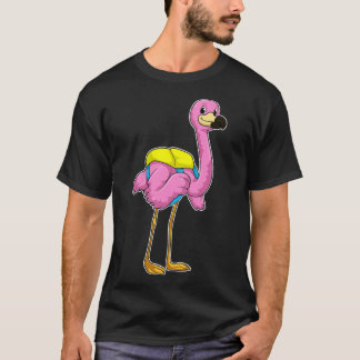 T-shirt Flamant rose comme élèves avec sac scolaire