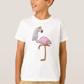 T-shirt Flamant rose comme Mariée au Mariage avec Voile (Devant)