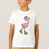 T-shirt Flamant rose comme Patineur avec Patins Inline & C (Devant)