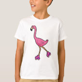 T-shirt Flamant rose comme Patineur avec Roller Patins (Devant)