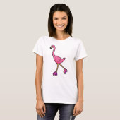 T-shirt Flamant rose comme Patineur avec Roller Patins (Devant entier)