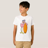 T-shirt Flamant rose comme Surfer avec Surfboard.PNG (Devant entier)