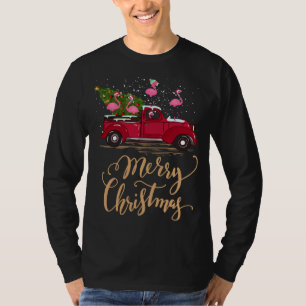 T-shirt Flamant rose Conduite Arbre de Noël Flamant rose C