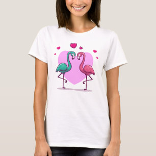 T-shirt Flamant rose d'amour cadeau de la Saint-Valentin