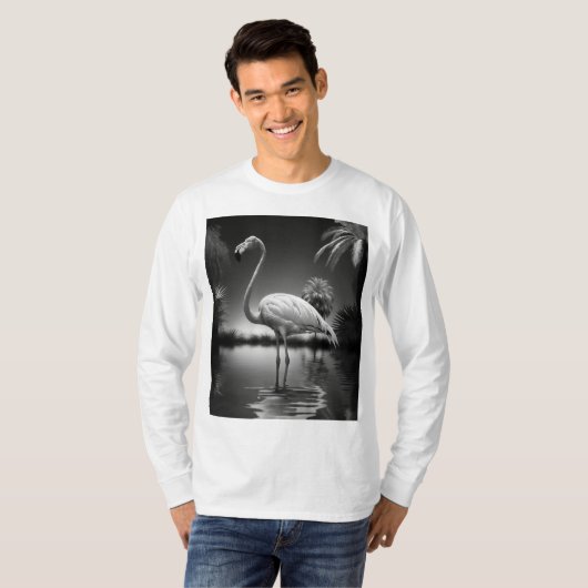 T-shirt Flamant rose dans une piscine (Devant entier)