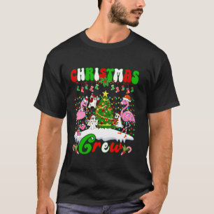 T-shirt Flamant rose de l'équipage de Noël mignon Pine fan