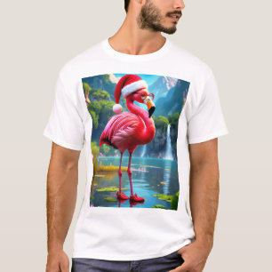 T-shirt Flamant rose De Noël Comme Père Noël-47476 Horloge