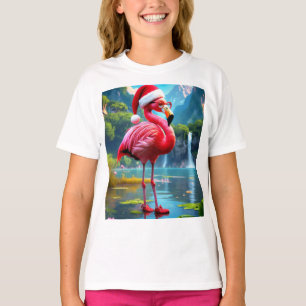 T-shirt Flamant rose De Noël Comme Père Noël-47476 Horloge