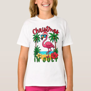 T-shirt Flamant rose de Noël en juillet