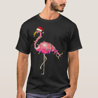 T-shirt Flamant rose de Noël Lumières Cadeaux Enfants Homm