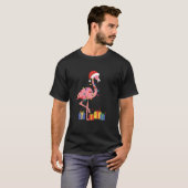 T-shirt Flamant rose de Noël Tropical Cadeaux Lumières Fla (Devant entier)