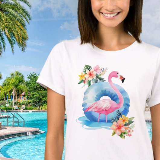 T-shirt Flamant rose de piscine d'été