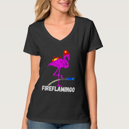 T-shirt Flamant rose de pompiers Oiseau exotique (Devant)