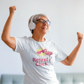 T-shirt Flamant rose de poussins à la retraite Joyeux visa