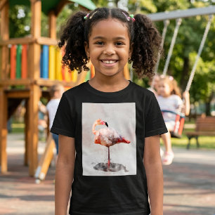 T-shirt Flamant Rose Debout en Impression d'Art à l'Aquare