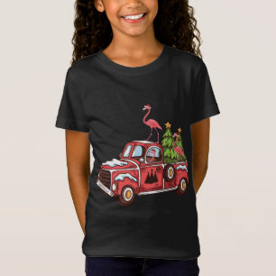 T-Shirt Flamant rose d'éclairage de Noël équitation Arbre 