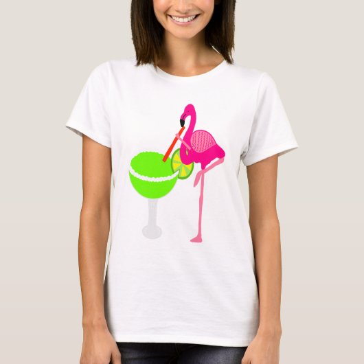 T-shirt Flamant rose drôle buvant une margarita (Devant)