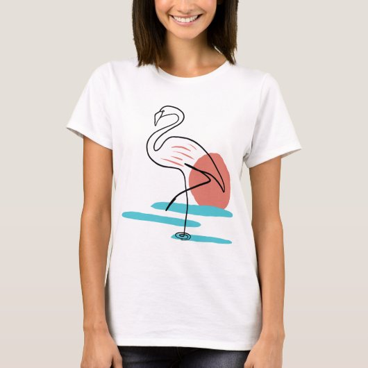 T-shirt Flamant rose d'une ligne (Devant)