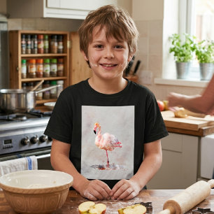 T-shirt Flamant Rose Élégant debout en Aquarelle