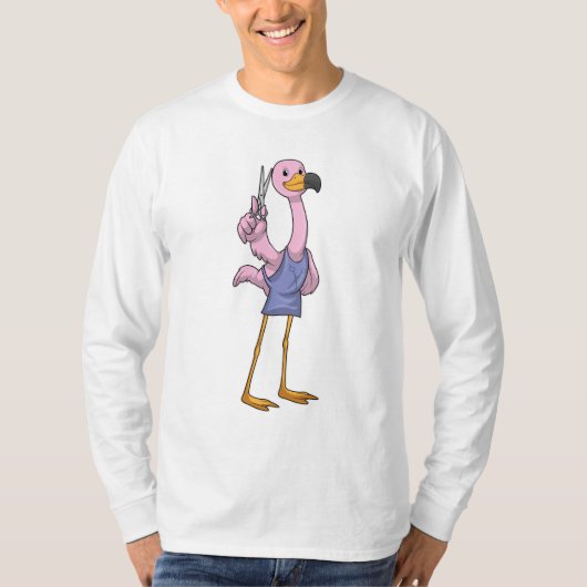 T-shirt Flamant rose en coiffeur avec ciseaux (Devant)